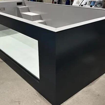 Piscina de rolipropileno de 6,5 m x 2,5 m con ventana de 4 m